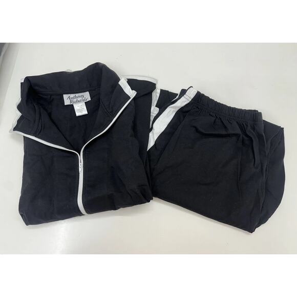 Anthony Richards Womens Two-Piece Petite XL Contrast Stripe Black White Pantset - Picture 1 of 16